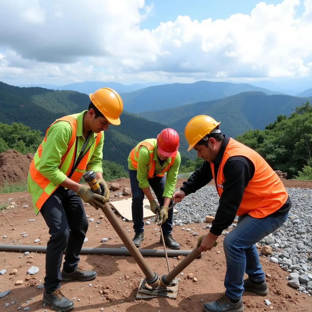 Công nhân xây dựng làm việc tại Đà Lạt