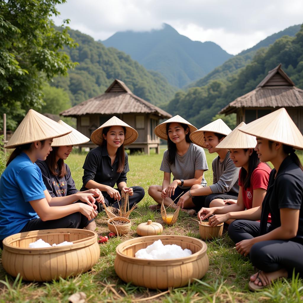 Du khách trải nghiệm văn hóa địa phương