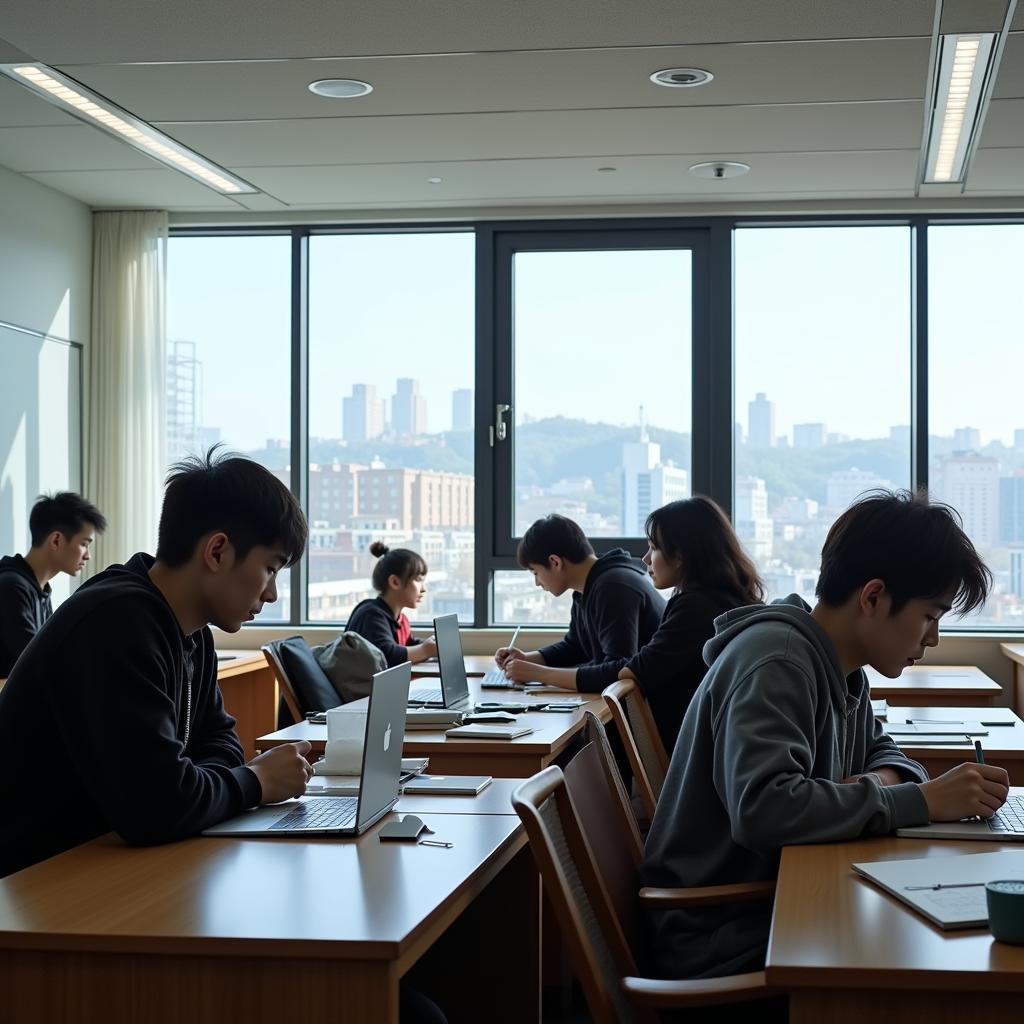 Students studying in Korea