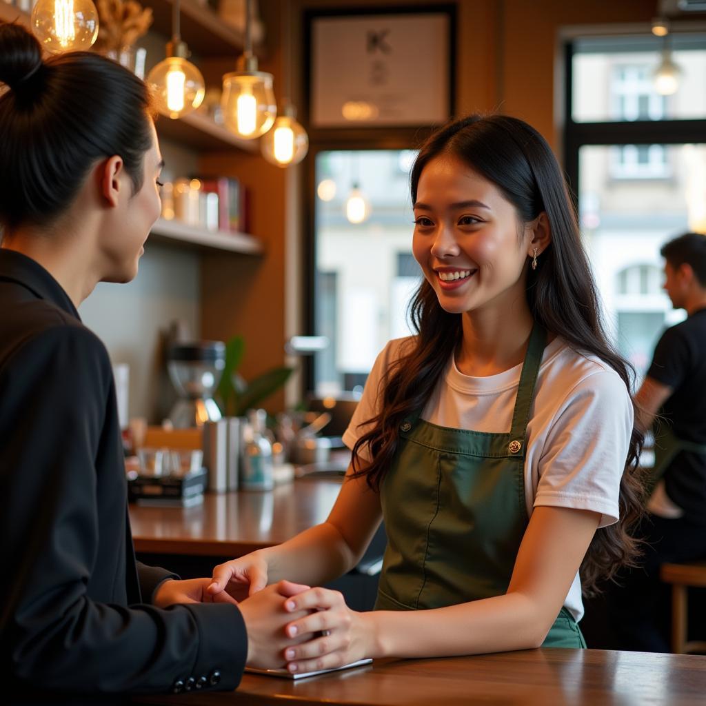 Du học sinh làm thêm tại quán cà phê