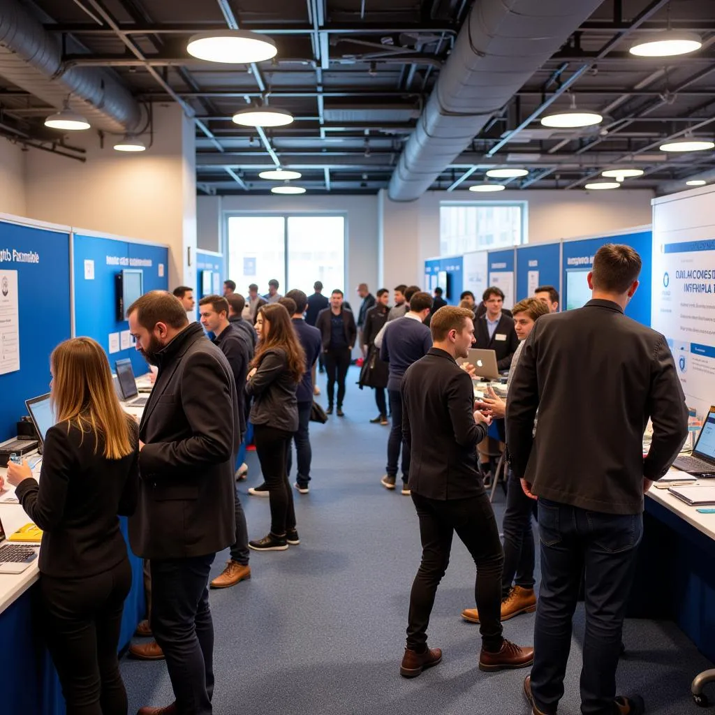 Fintech master's students attending a career fair.