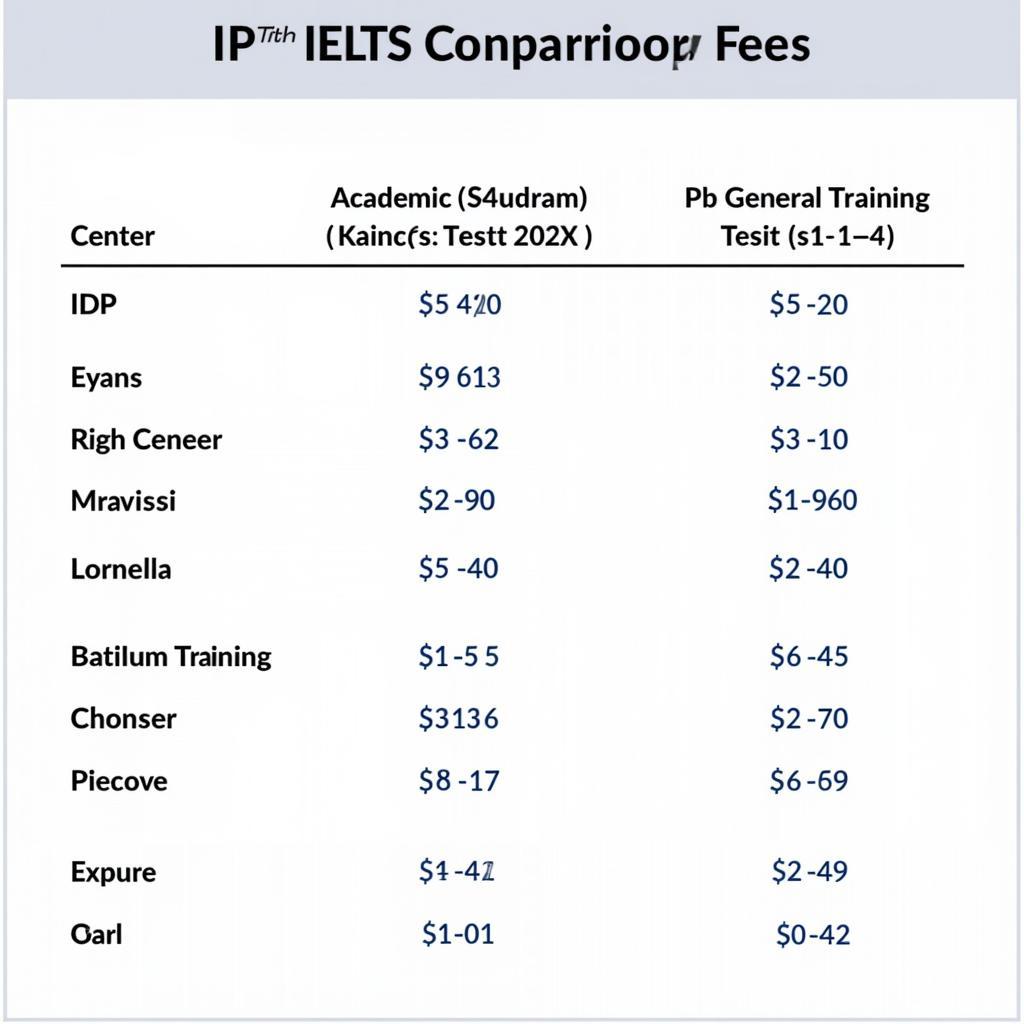 Giá thi IELTS theo trung tâm