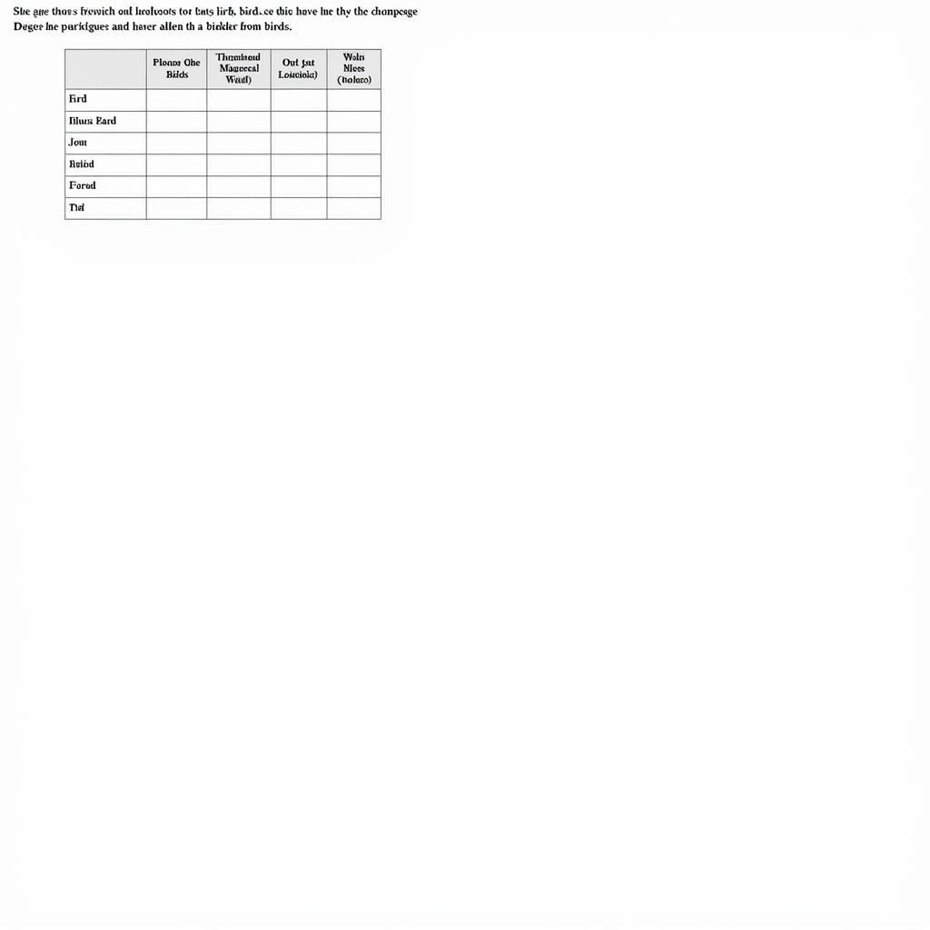 IELTS Reading Table Completion Example