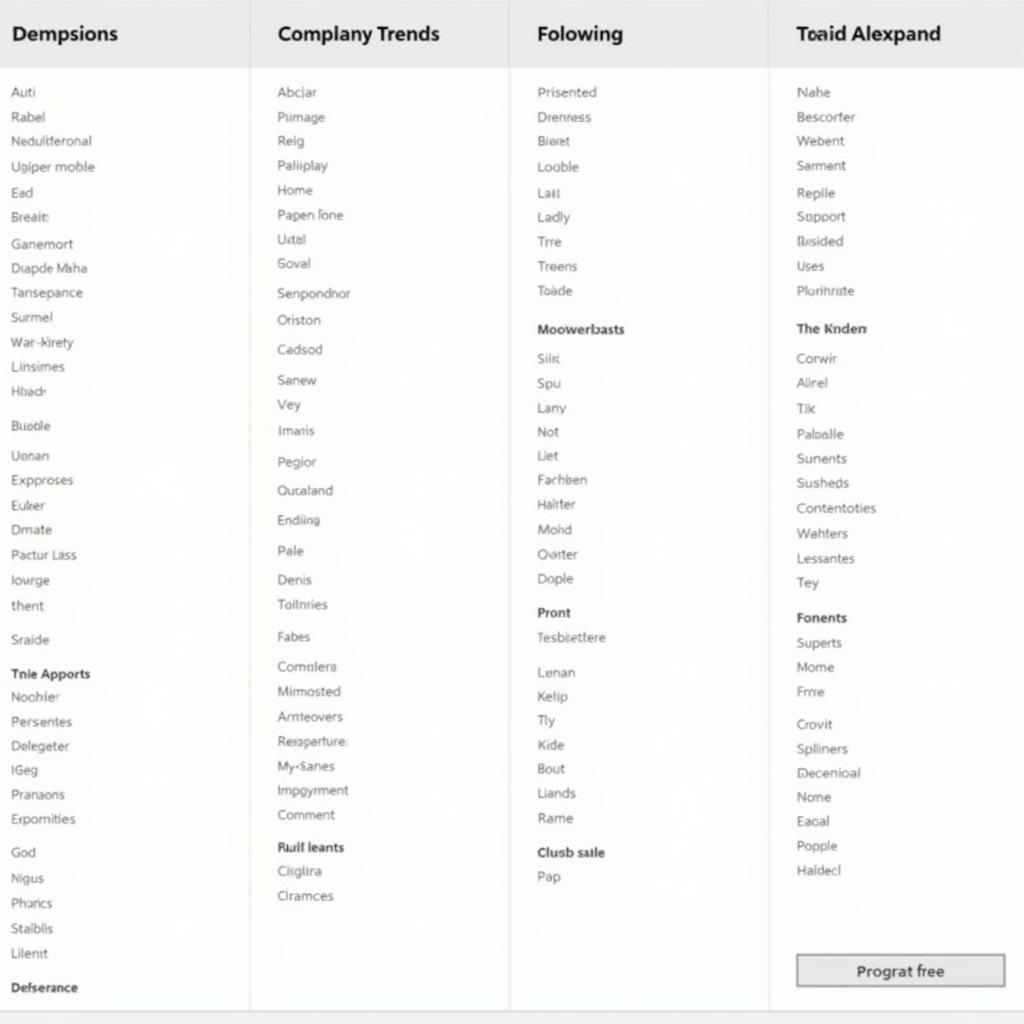 List of common vocabulary for IELTS tables