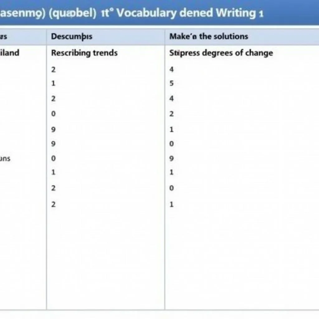 IELTS Writing Task 1 Vocabulary List