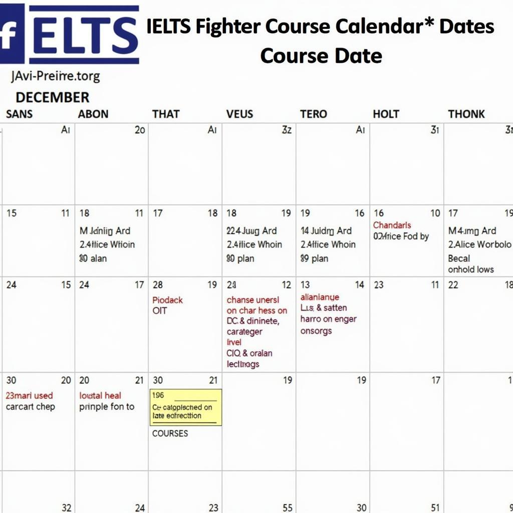 Lịch khai giảng IELTS Fighter tháng 12