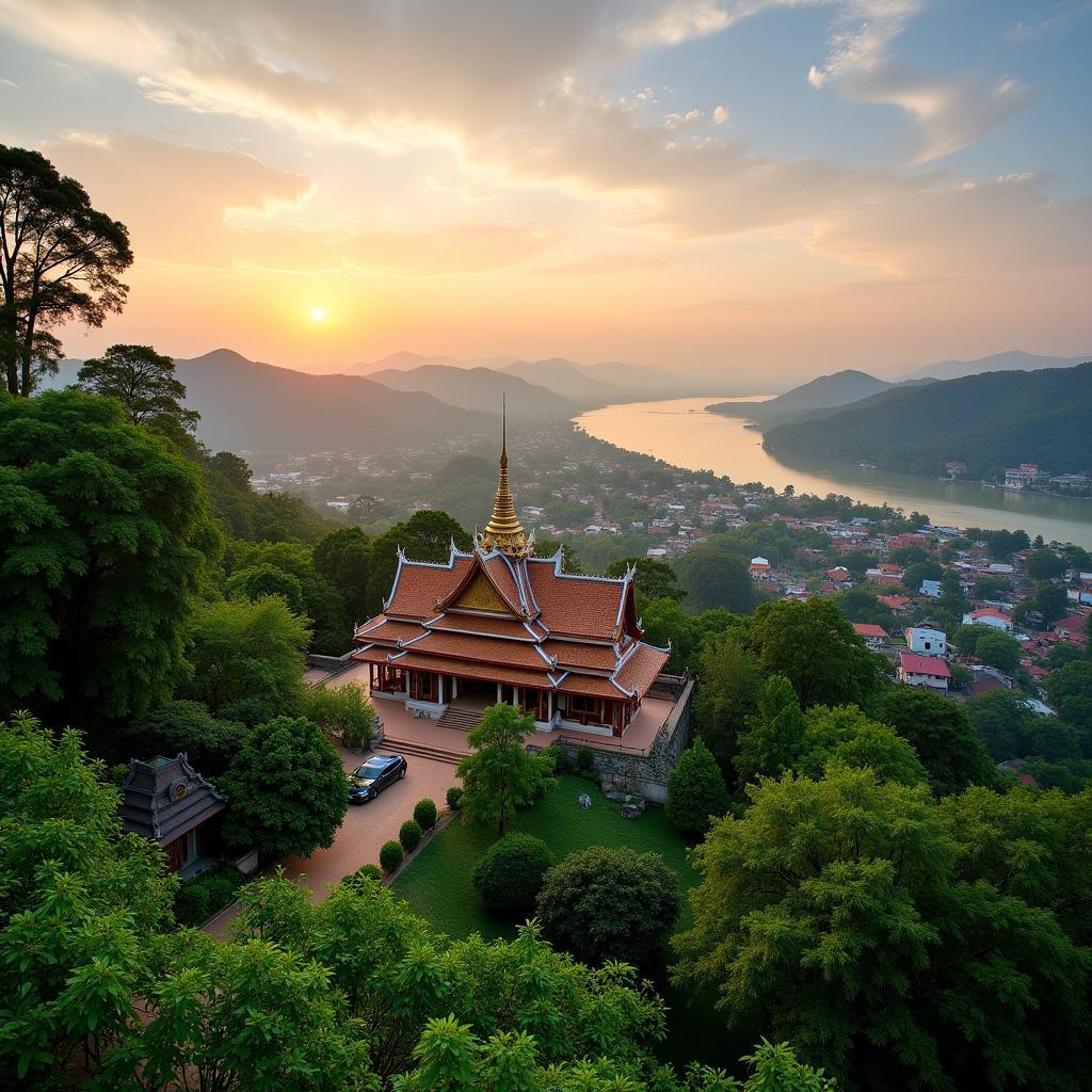 Khung cảnh Luang Prabang nhìn từ trên cao