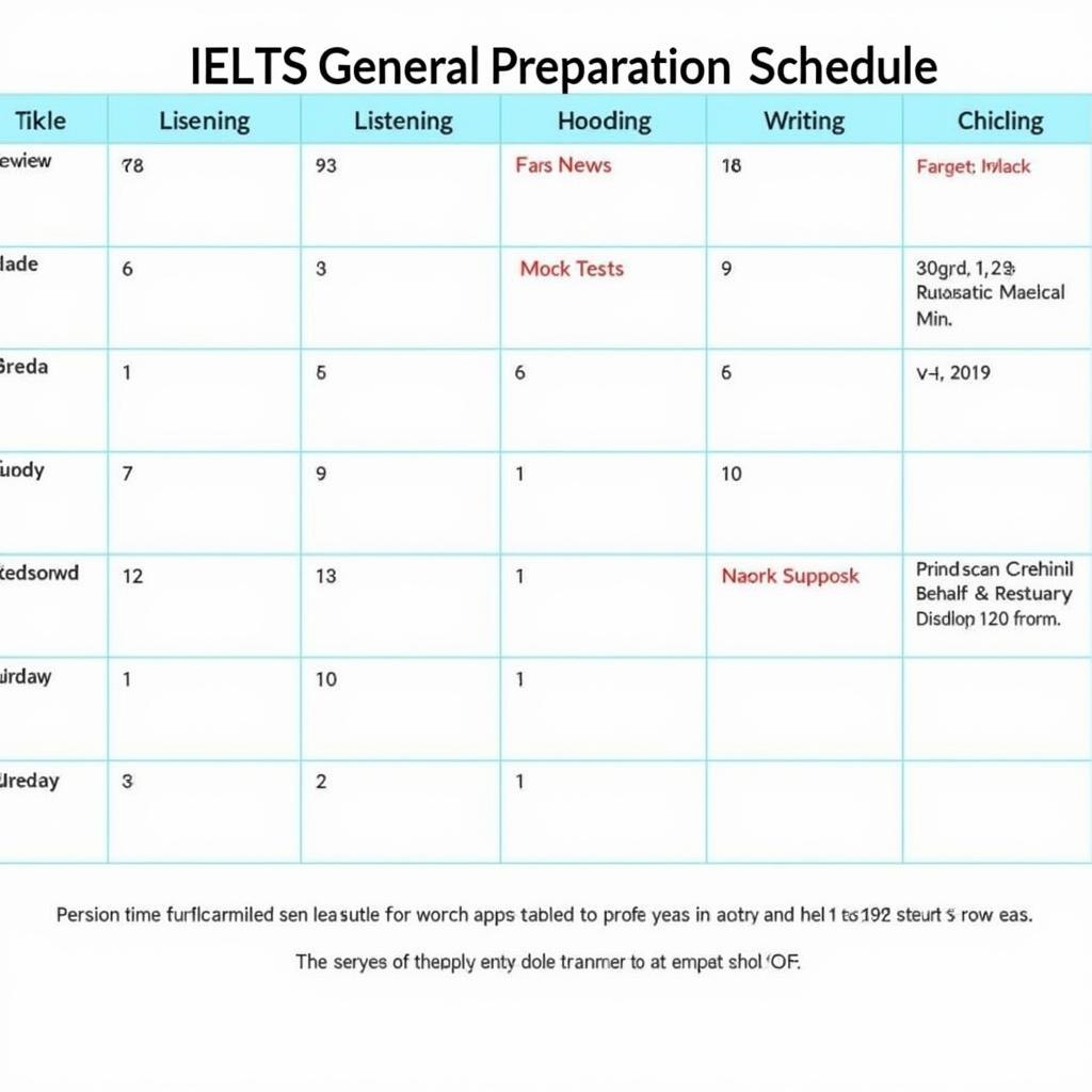 Lượng Thời Gian Biểu Ôn Thi IELTS General