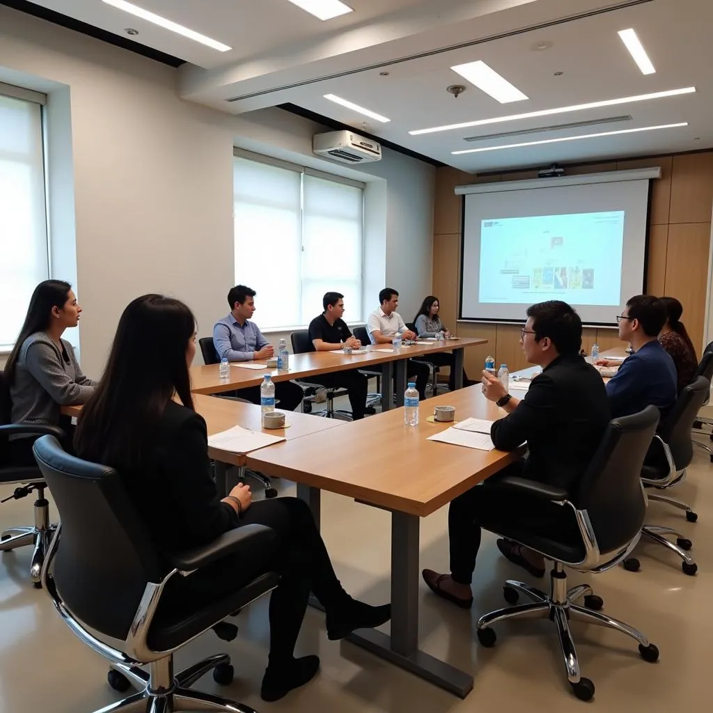 Employees participating in a training course to enhance their skills