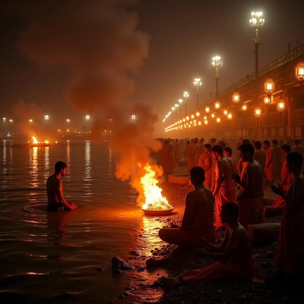 Nghi lễ Ganga Aarti ven sông Hằng