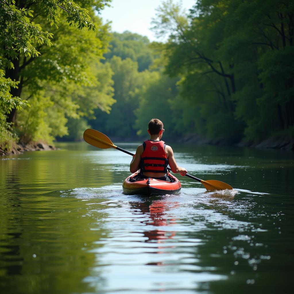 Người chèo thuyền kayak trên sông