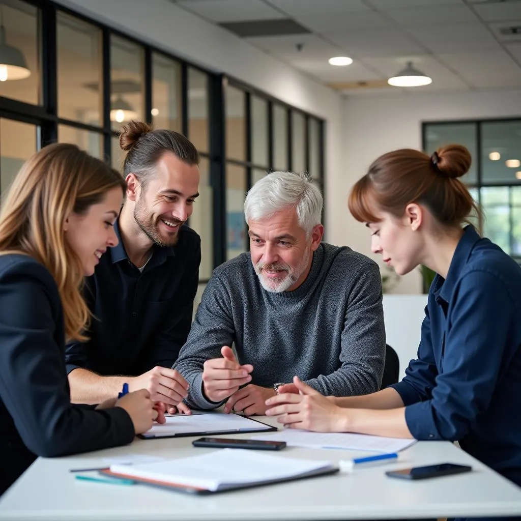 Middle-aged people working together