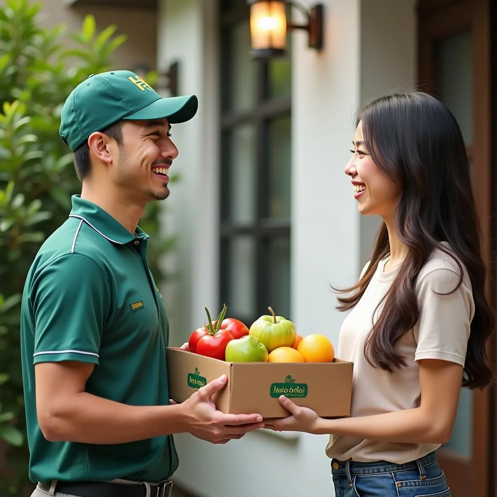 Nhân viên xe tải Hoa Mai giao hàng tận nơi