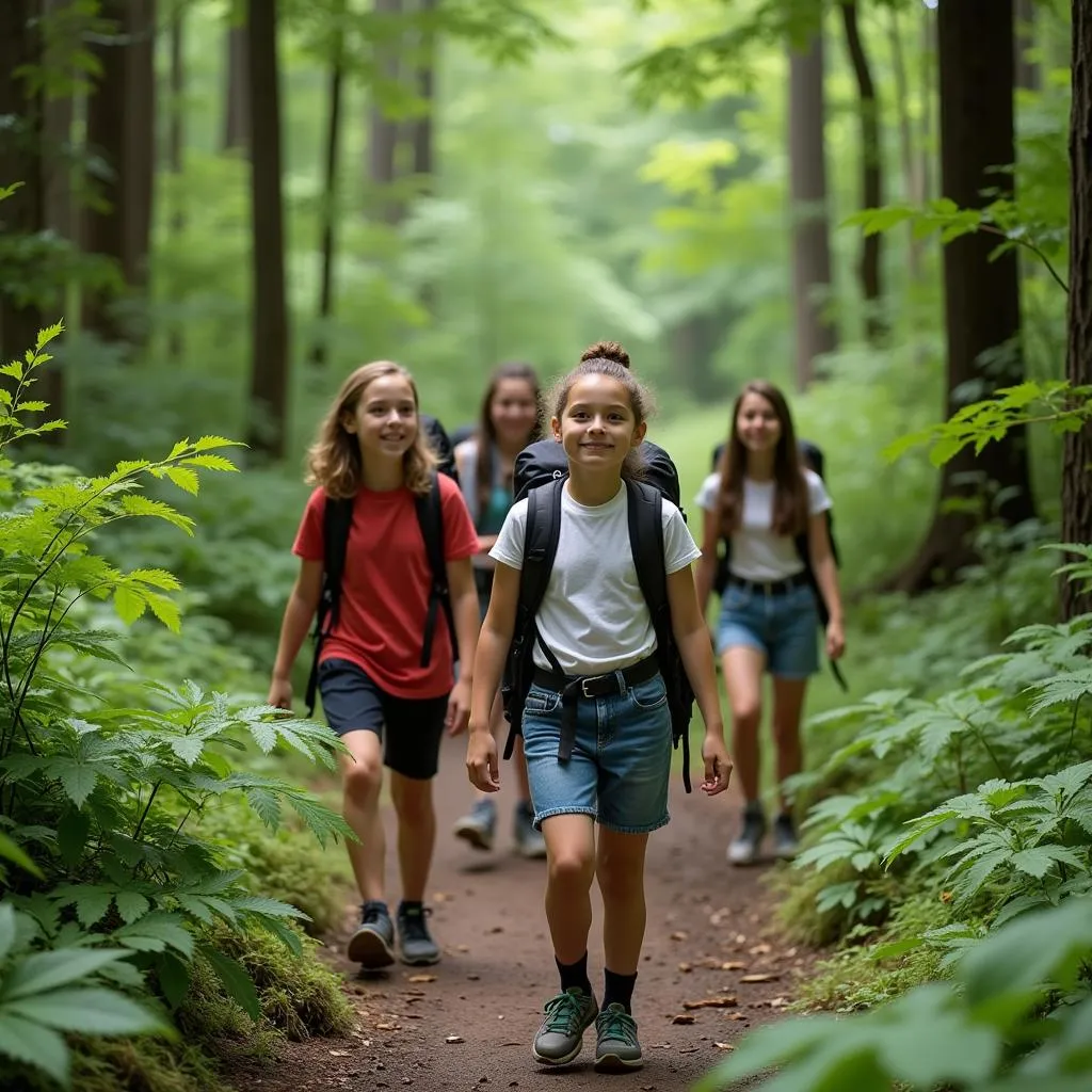 Nhóm Bạn Trẻ Trekking Trong Rừng