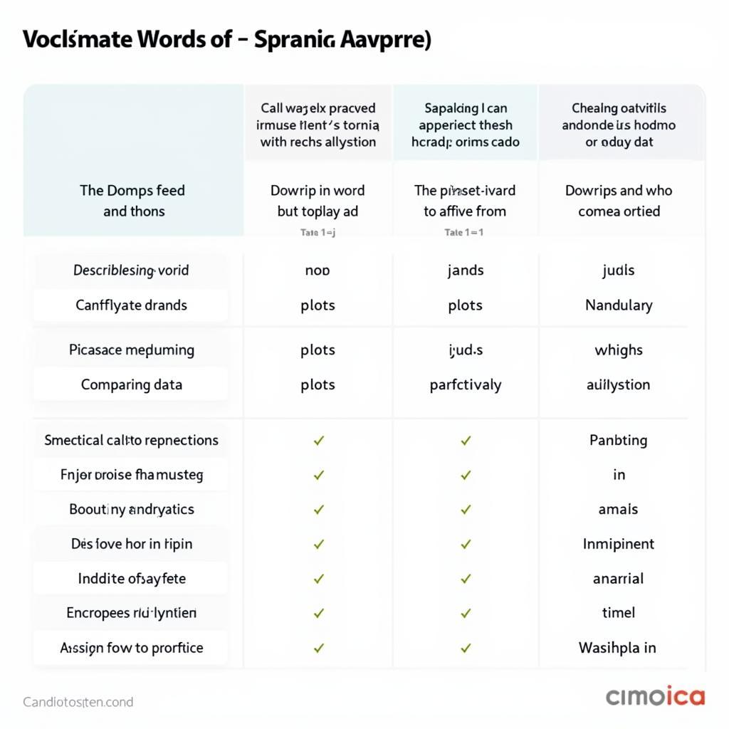 Example vocabulary for paraphrasing in IELTS Task 1