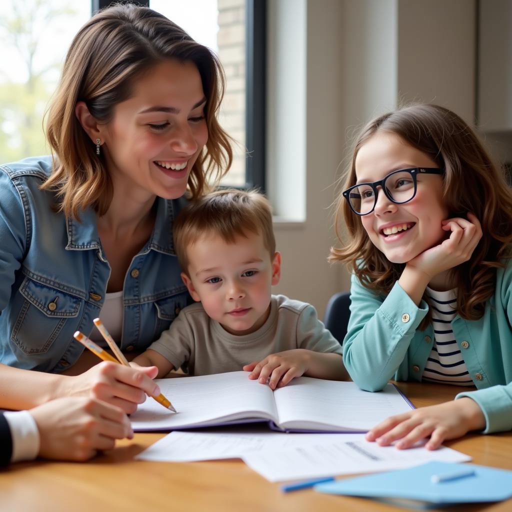 Parents supporting their child's education