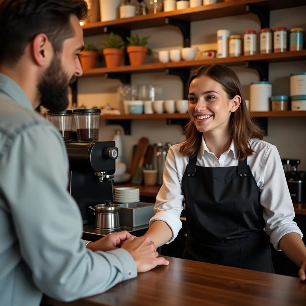 Sinh viên làm thêm tại quán cafe