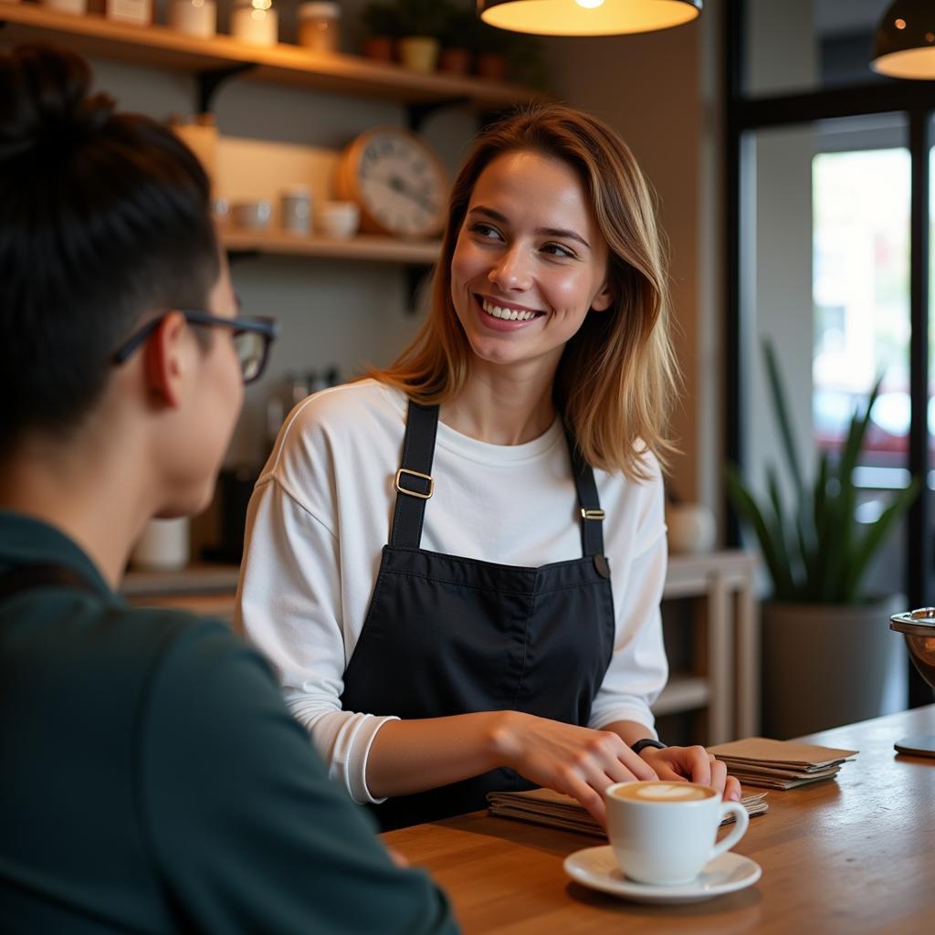 Sinh viên làm thêm tại quán cafe