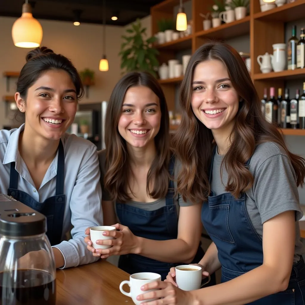 Sinh viên năm nhất vui vẻ làm thêm tại quán cafe