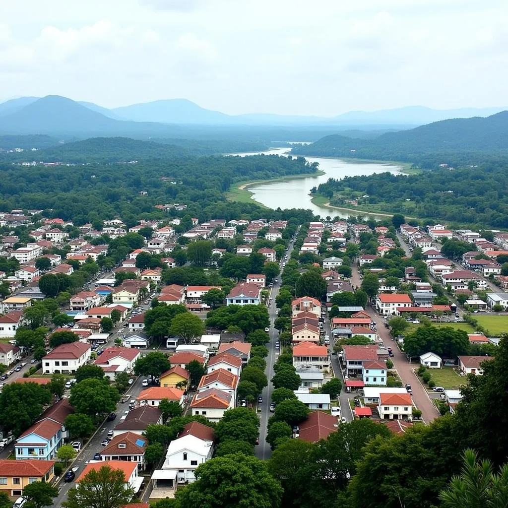 Thị trấn Kampot nhìn từ trên cao