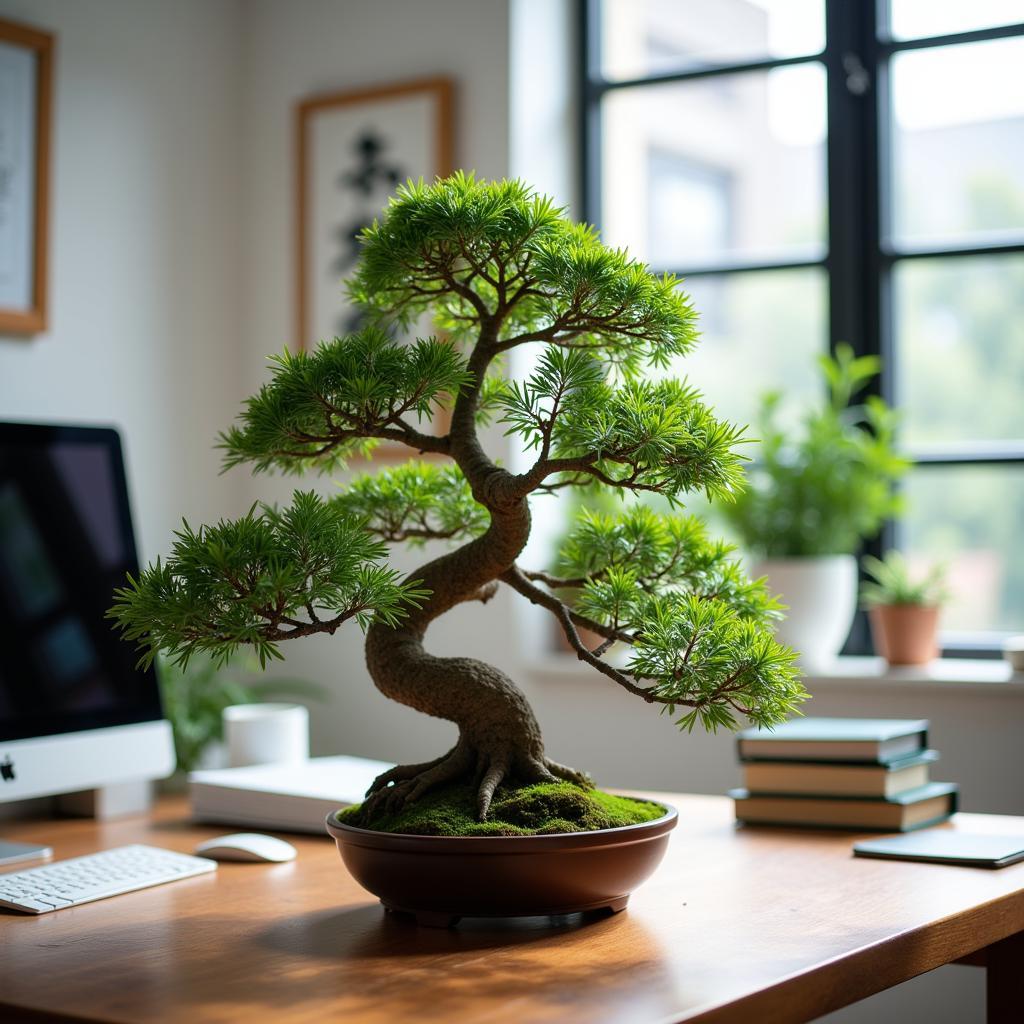 Tiểu cảnh bonsai để bàn làm việc