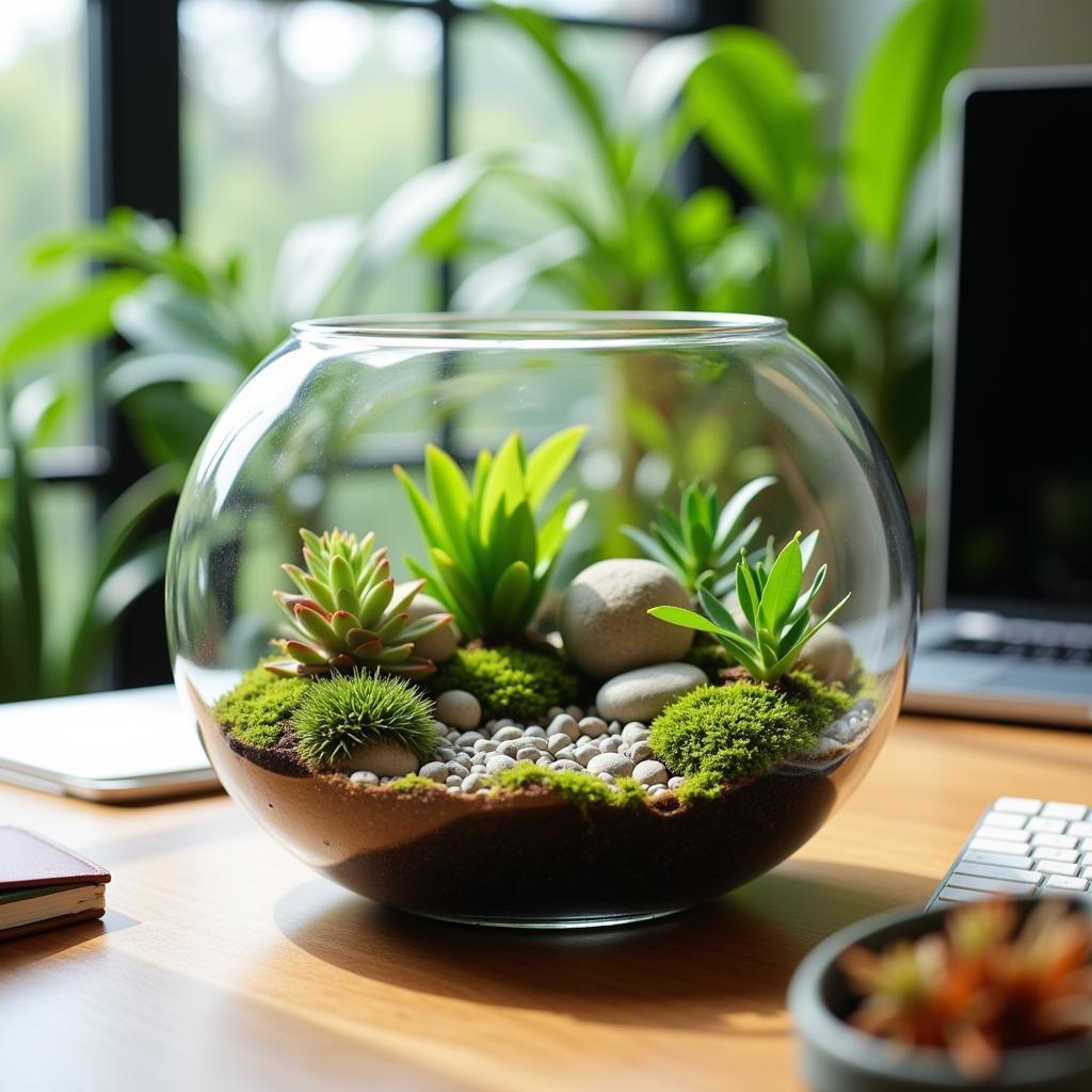 Tiểu cảnh terrarium để bàn làm việc