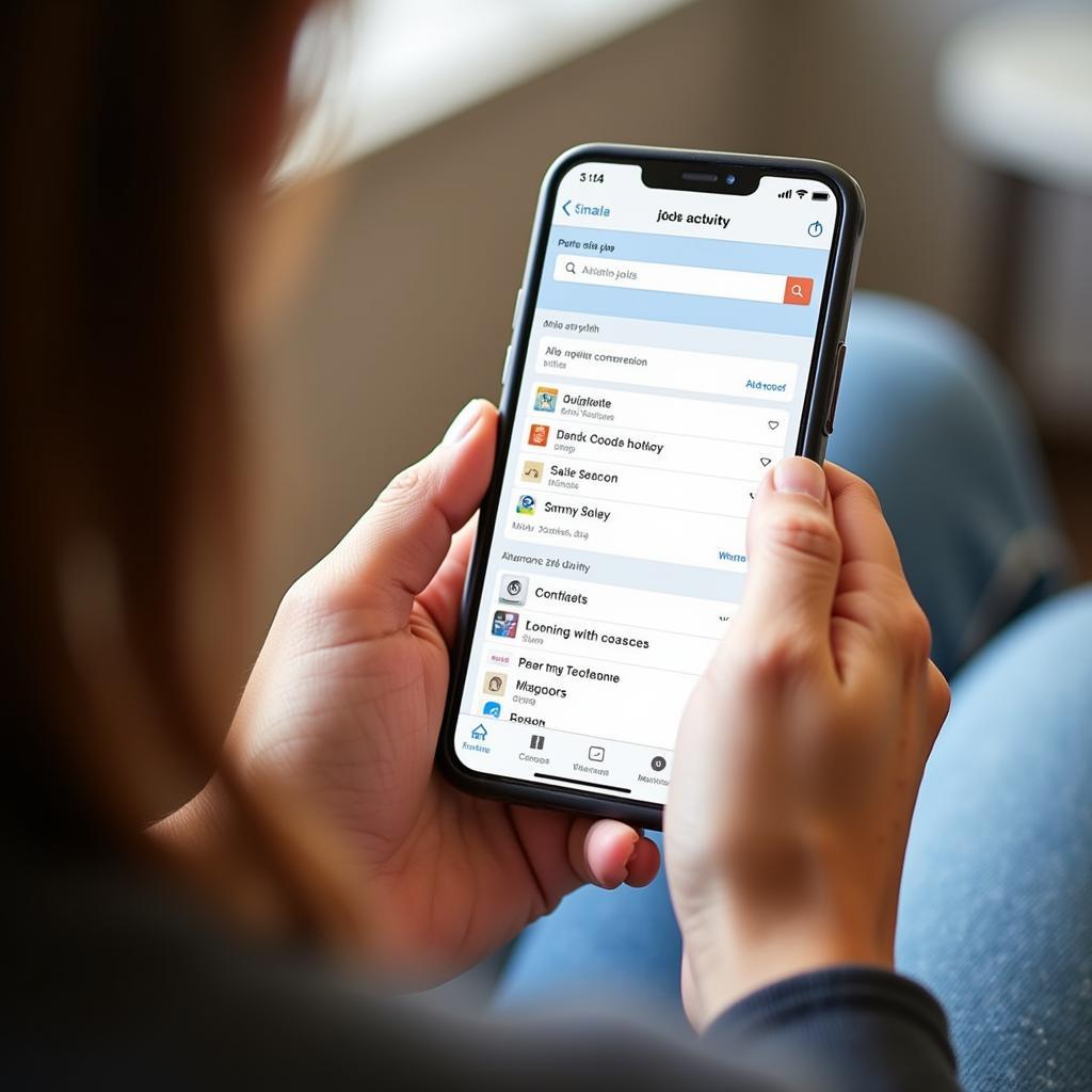 Người đang tìm kiếm thông tin việc làm trên điện thoại