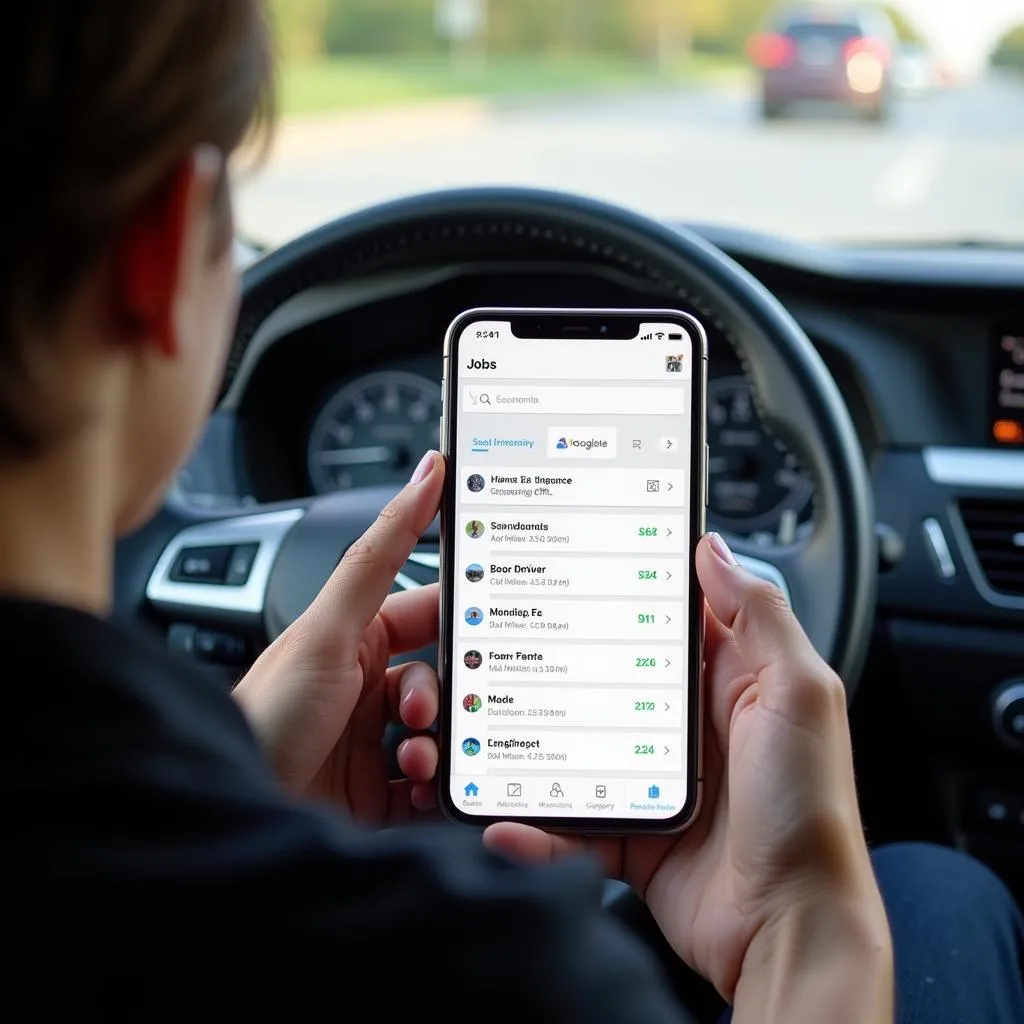 Tìm kiếm việc làm lái xe trên điện thoại