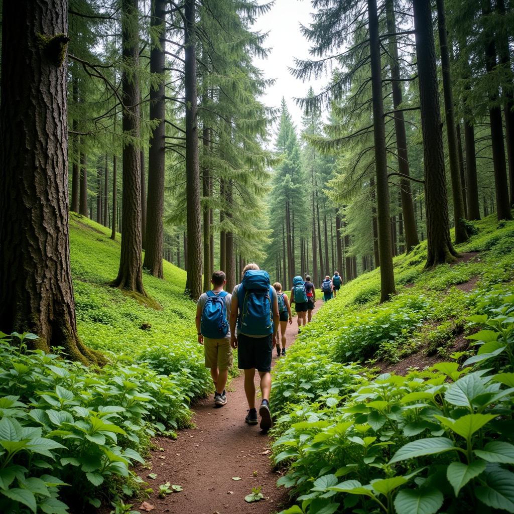 Du khách trekking Pha Luông