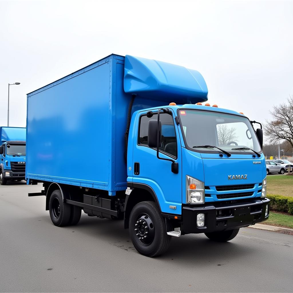 Xe Kamaz tải thùng màu xanh